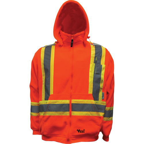 Safety Fleece Hoodie, Fleece/Polyester, Small, Orange Auto-Cam