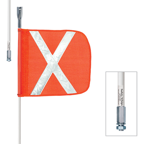 Safety Whip&reg; Heavy-Duty Whips, Threaded Mount, 5' High, Orange Auto-Cam