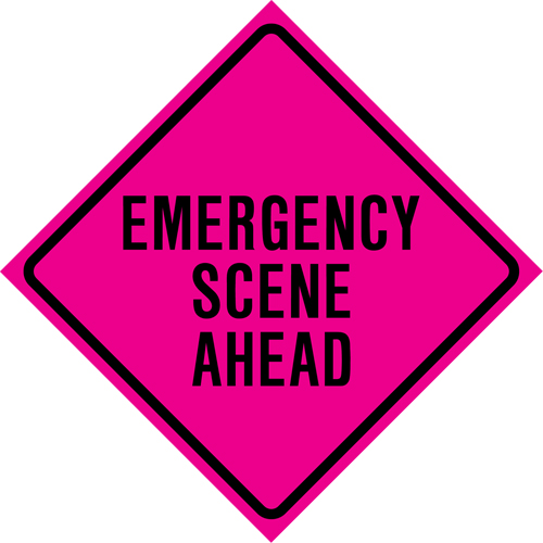 "Emergency Scene Ahead" Roll-Up Traffic Sign, 36" x 36", Vinyl, English Auto-Cam