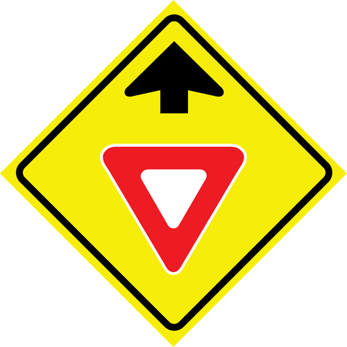Enseigne enroulable de circulation  Yield Ahead , 36" x 36", Vinyle, Pictogramme Auto-Cam