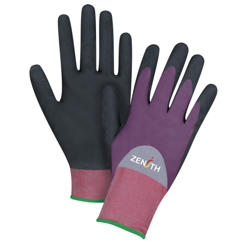 Gants enduits de premi&egrave;re qualit&eacute; ZX-2, 11/2T-Grand, R&ecirc;vetement Nitrile/Mousse de nitrile, Calibre 18, Enveloppe en Nylon Auto-Cam