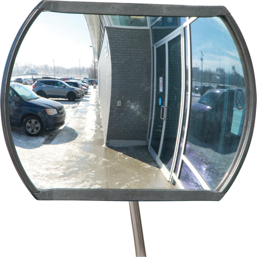 Roundtangular Convex Mirror with Telescopic Arm, 12" H x 18" W, Indoor/Outdoor Auto-Cam