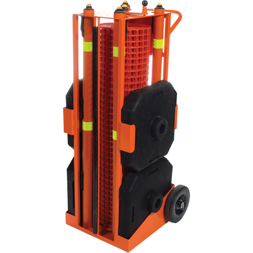 Portable Safety Zone, 100' L, Steel, Orange Auto-Cam