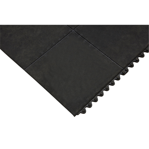 Tapis antifatigue, Lisse, 3' x 3' x 1/2", Noir, Caoutchouc naturel Auto-Cam