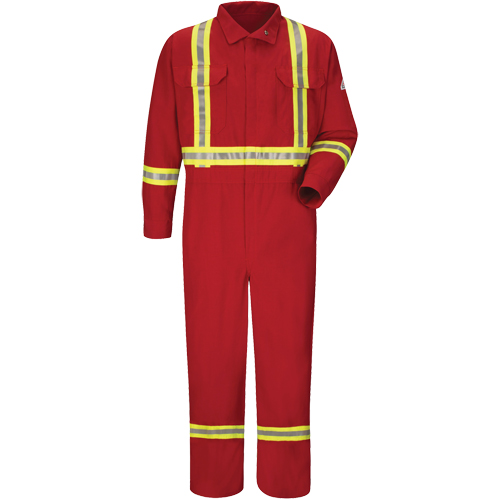 Combinaisons de luxe r&eacute;sistantes au feu avec bordures r&eacute;fl&eacute;chissantes, Taille 38, Rouge, 5,6 cal/cm² Auto-Cam