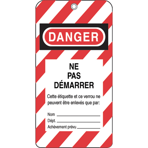 &eacute;tiquettes de verrouillage, Plastique, 3" la x 5-3/4" h, Français Auto-Cam