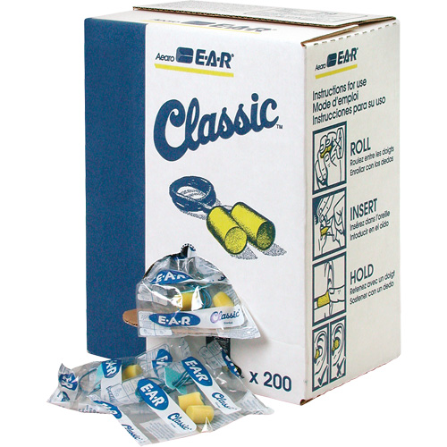 Bouchons d'oreilles classiques E-A-R, Vrac - Sac en poly, Avec cordon Auto-Cam