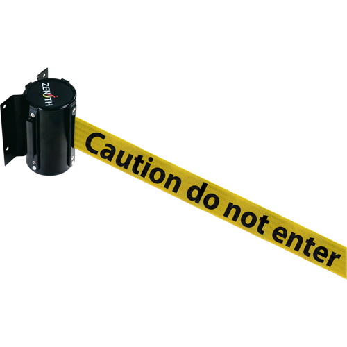 Wall Mount Barrier, Steel, Screw Mount, 7', Black/Yellow Tape Auto-Cam