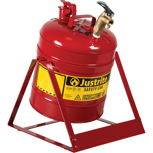 Laboratory Safety Can with Faucet, Type I, Steel, 5 US gal., Red, FM Approved Auto-Cam