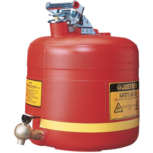 Laboratory Safety Can with Faucet, Type I, Steel, 5 US gal., Red, FM Approved Auto-Cam