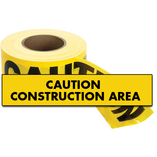 Standard Barricade Tape, English, 3" W x 1000' L, 2 mils, Black on Yellow Auto-Cam