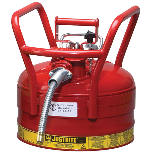 D.O.T. AccuFlow Safety Cans, Type II, Steel, 2.5 US gal., Red, FM Approved Auto-Cam