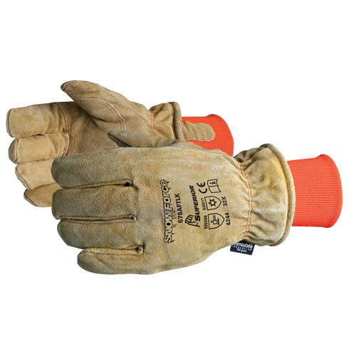 Gant brun SnowForce pour temp&eacute;ratures froides, Taille unique, Paume en Cuir fleur de vache, Doublure en Thinsulate Auto-Cam