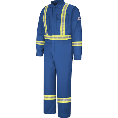 Flame-Resistant Premium Coveralls with Reflective Trim, Size 38, Royal Blue, 12.2 cal/cm² Auto-Cam