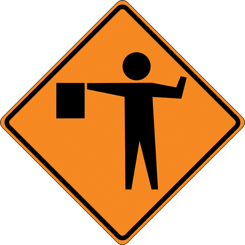 Panneau de construction enroulable - Tilt-Adjust signaleur, 36" x 36", Vinyle, Pictogramme Auto-Cam