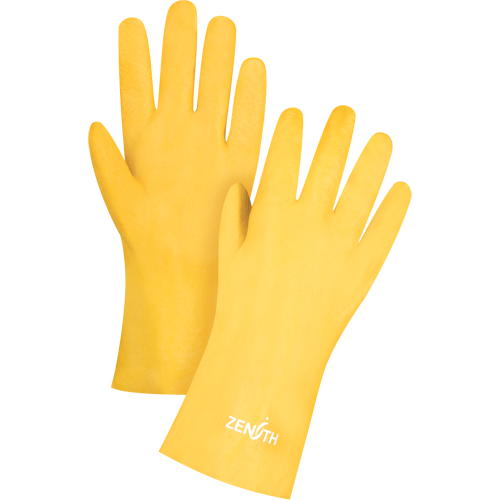 Gants &agrave; fini rugueux et r&eacute;sistants aux produits chimiques, Taille 9, 12" lo, PVC, Doublure en Interlock, 47-mil Auto-Cam