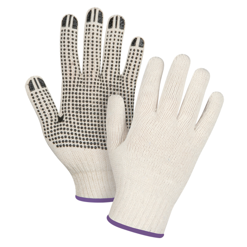 Gants l&eacute;gers tricot&eacute;s &agrave; pois, Poly/coton, Un c&ocirc;t&eacute;, Calibre 7, T-petit Auto-Cam