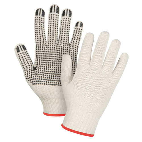 Gants l&eacute;gers tricot&eacute;s &agrave; pois, Poly/coton, Un c&ocirc;t&eacute;, Calibre 7, Petit Auto-Cam