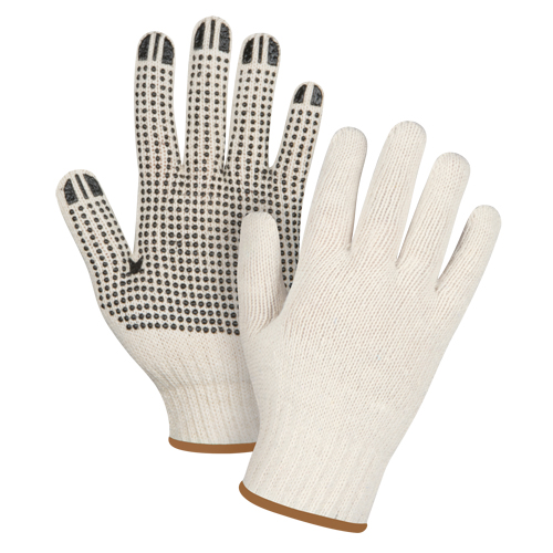 Gants l&eacute;gers tricot&eacute;s &agrave; pois, Poly/coton, Un c&ocirc;t&eacute;, Calibre 7, Grand Auto-Cam