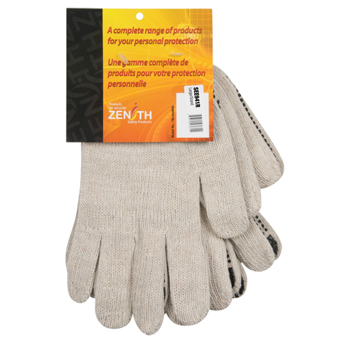 Heavyweight Dotted String Knit Gloves, Poly/Cotton, Single Sided, 7 Gauge, Large Auto-Cam