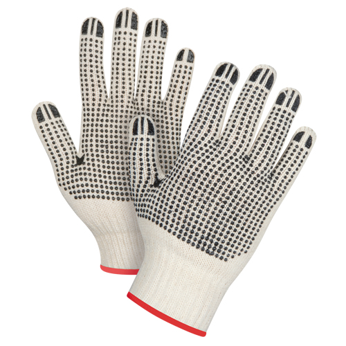 Heavyweight Double-Sided Dotted String Knit Gloves, Poly/Cotton, Double Sided, 7 Gauge, Small Auto-Cam