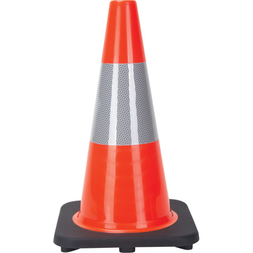 C&ocirc;ne de signalisation, 18", Orange, Bande(s) r&eacute;fl&eacute;chissante(s) 6" Auto-Cam