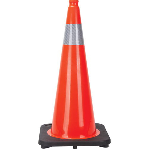 Traffic Cone, 28", Orange, 4" Reflective Collar(s) Auto-Cam