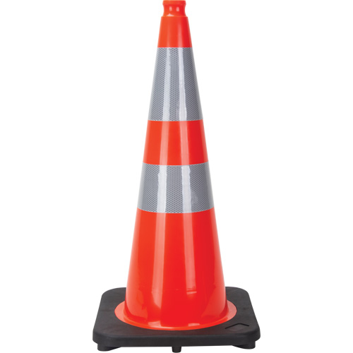 Traffic Cone, 28", Orange, 4" & 6" Reflective Collar(s) Auto-Cam