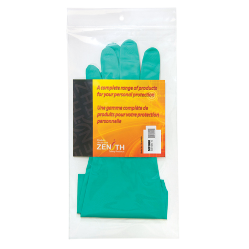 Gants r&eacute;sistants aux produits chimiques &agrave; prise en losange, Taille 10, 13" lo, Nitrile, Doublure en Ouat&eacute;e, 13 mils Auto-Cam
