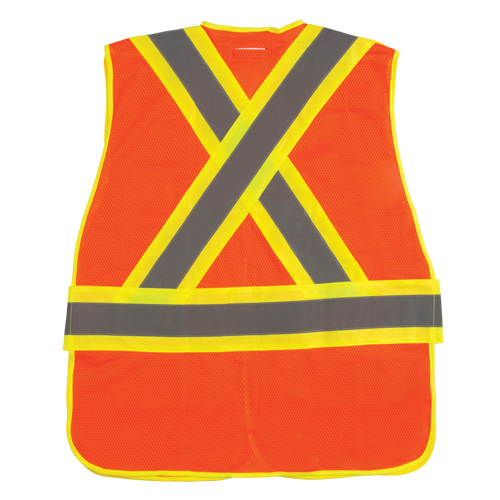 Flame-Resistant Surveyor Vest, High Visibility Orange, X-Large, Polyester Auto-Cam