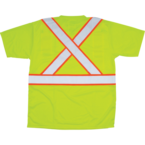 CSA Compliant T-Shirt, Polyester, Medium, High Visibility Lime-Yellow Auto-Cam
