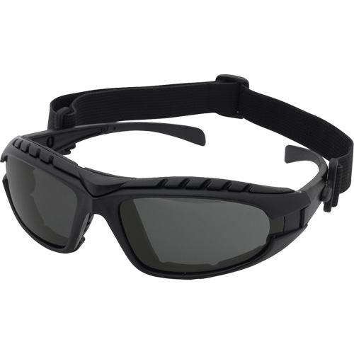 Lunettes de s&eacute;curit&eacute; &agrave; monture noire Dustdevil, Lentille Gris, Antibu&eacute;e/Anti-&eacute;gratignures, ANSI Z87+/R&eacute;pond ou surpasse la norme CSA Z94.3 Auto-Cam