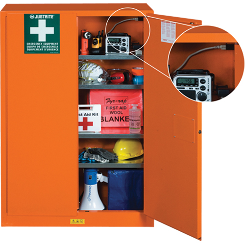 Armoires de rangement pour pr&eacute;paration aux situations d'urgence, Acier, 4 Tablettes, 65" h x 43" la x 18" P, Orange Auto-Cam