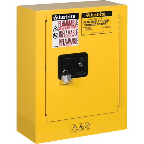 Sure-Grip&reg; EX Mini Flammable Safety Cabinet, 2 Gal., 1 Door, 17" W x 22" H x 8" D Auto-Cam