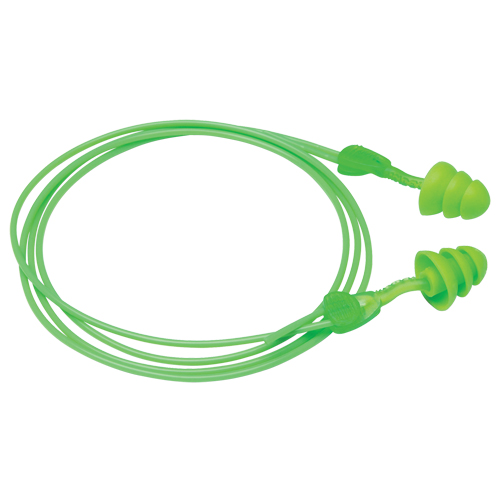 Glide&reg; Trio Reusable Earplugs, Corded, Bulk - Loose, 27 dB NRR, One-Size Auto-Cam