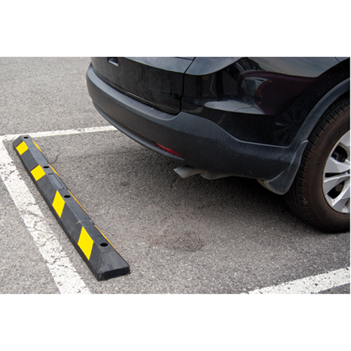 Parking Curb, Rubber, 6' L, Black/Yellow Auto-Cam