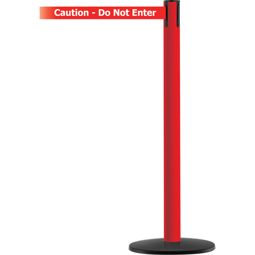 Advance TensaBarrier&reg; Barrier Post, Steel, 36" H, White/Red Tape, 7.5' Tape Length Auto-Cam