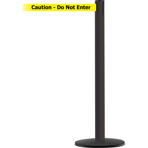 Advance TensaBarrier&reg; Barrier Post, Steel, 36" H, Black/Yellow Tape, 7.5' Tape Length Auto-Cam