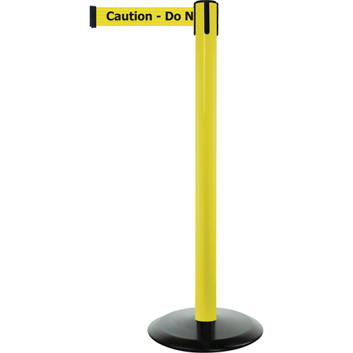Advance TensaBarrier&reg; Barrier Post, Steel, 36" H, Black/Yellow Tape, 7.5' Tape Length Auto-Cam