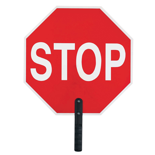 "Stop" Traffic Sign, 18" x 18", Plastic, English with Pictogram Auto-Cam