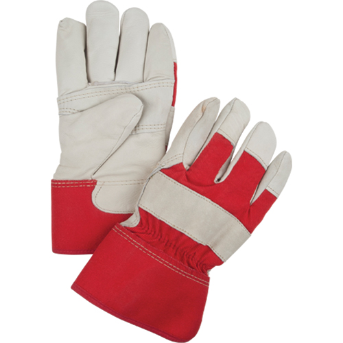 Red & White Winter-Lined Fitters Gloves, Large, Grain Cowhide Palm, Boa Inner Lining Auto-Cam