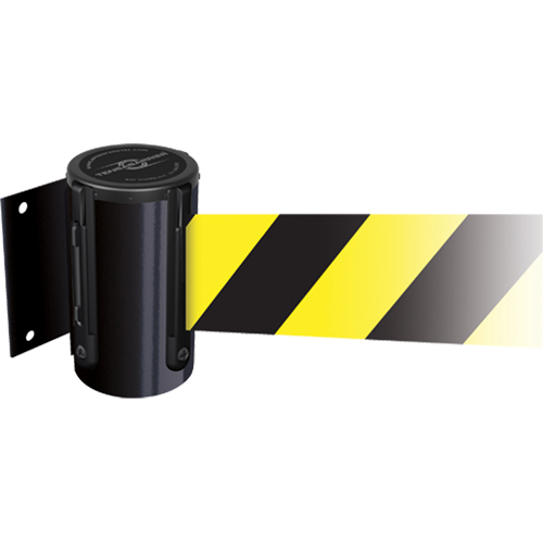 Tensabarrier&reg; Wall Mounted Units, Plastic, Screw Mount, 7.5', Yellow Tape Auto-Cam