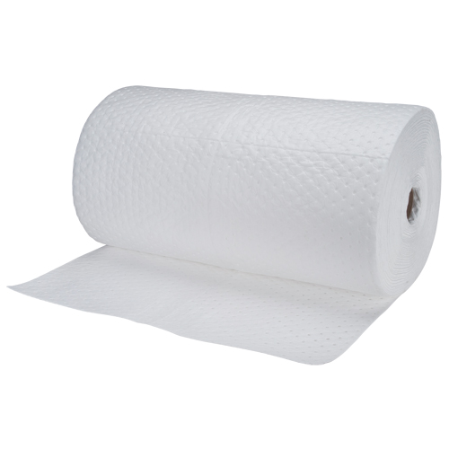 Industrial-Grade Fine Fibre Sorbent Rolls, Heavyweight, 150' L x 30" W, 70 gal. Absorbancy Auto-Cam
