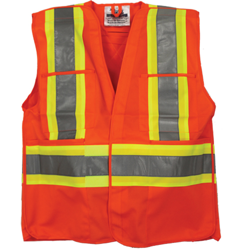 Tear Away Safety Vest, High Visibility Orange, 4X-Large/5X-Large, Polyester Auto-Cam