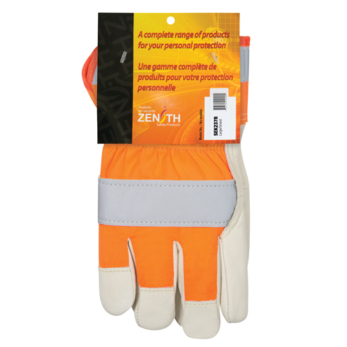 Gants d'ajusteur &agrave; chaleur sup&eacute;rieure orange haute visibilit&eacute;, Grand, Paume en Cuir fleur de vache, Doublure en Thinsulate Auto-Cam