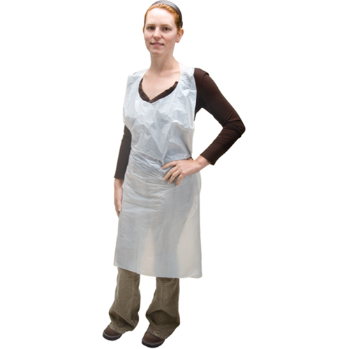 Polyethylene Aprons, Polyethylene, White, 35" W x 46" L Auto-Cam