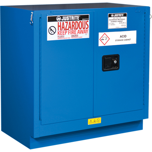Armoires sous le comptoir doubl&eacute;es pour rangement de mati&egrave;res dangereuses Chem-Cor, 22 gal., 35" x 35" x 22" Auto-Cam