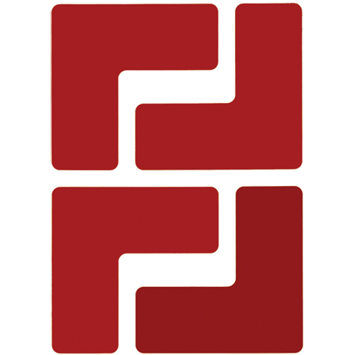 Floor Corner Marks, L, 5" L x 2" W, Red, Polyester Auto-Cam