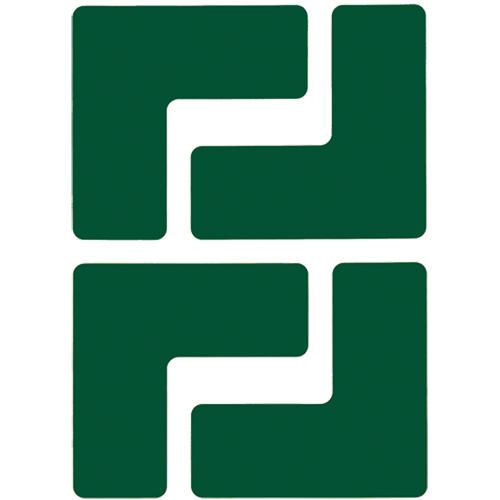 Autocollants pour d&eacute;limitation des coins sur le sol, L, 5" lo x 2" la, Vert, Polyester Auto-Cam