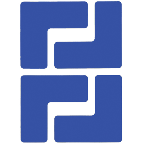 Autocollants pour d&eacute;limitation des coins sur le sol, L, 5" lo x 2" la, Bleu, Polyester Auto-Cam